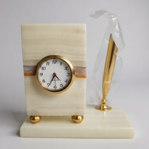 handmade onyx pen holder – elegant stone desk organizer for office & home