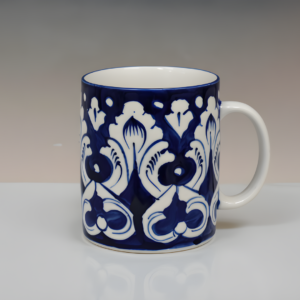 handcrafted blue pottery mug – traditional ceramic tea & coffee cup | decorative handmade mug